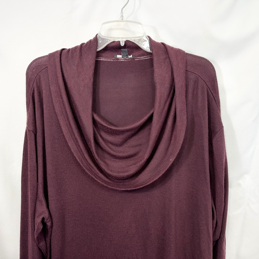 Lane Bryant Plus Size 22/24 Top Cowl Neck Tunic Maroon Long Sleeve Solid 681 - Picture 3 of 9